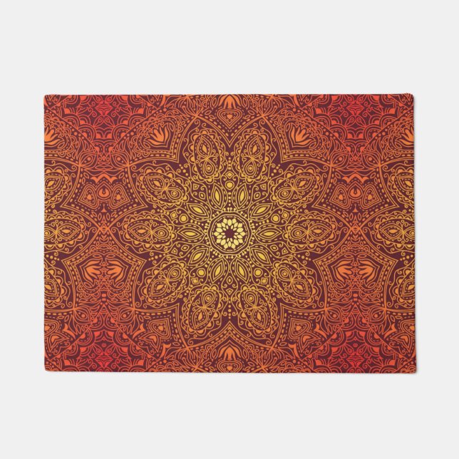 Orange dekoratives Spitze-Muster Fußmatte (Vorderseite)