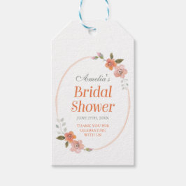 Orange Delicate Floral Brautparty Geschenkanhänger