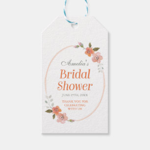 Orange Delicate Floral Brautparty Geschenkanhänger