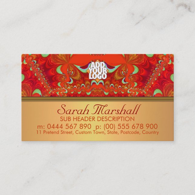 Orange Delight Fraktal Lace Business Card Visitenkarte (Vorderseite)