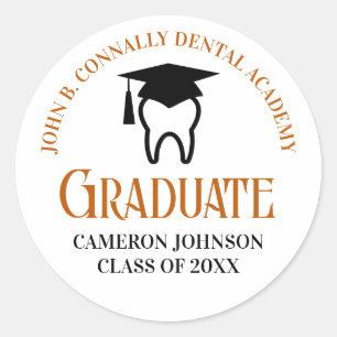 Orange Dental School Custom Dentist Abschluss Runder Aufkleber