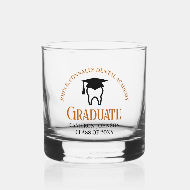 Orange Dental School Custom Dentist Abschluss Whiskyglas (Vorderseite)