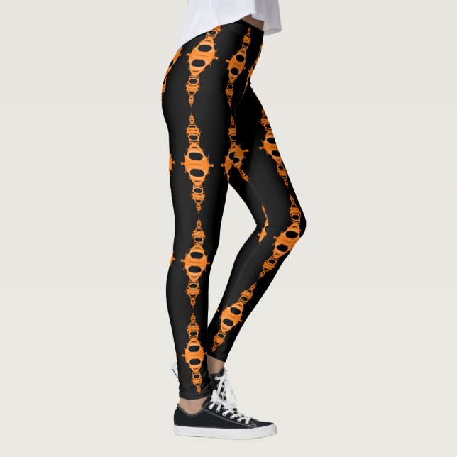 Orange der Muster-Teiler-03 über dem Schwarzen Leggings (Rechts)