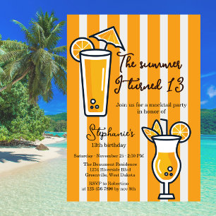 Orange Der Sommer, in dem ich 13 wurde Mocktail Ge Einladung