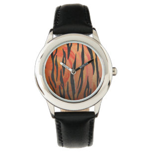 Orange des Tigers heißer und schwarzer Druck Armbanduhr