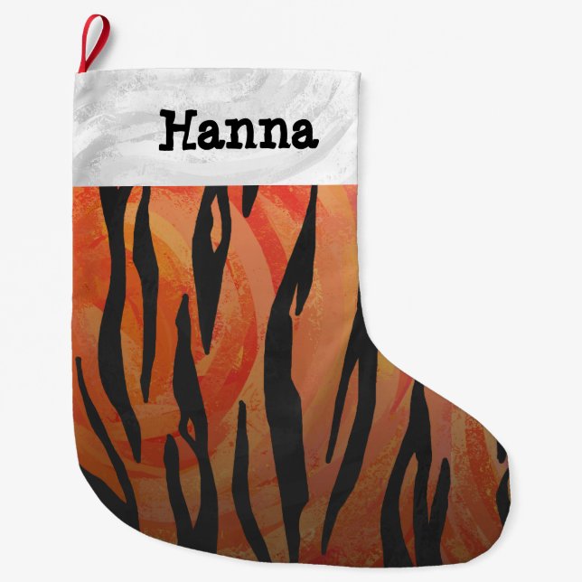 Orange des Tigers heißer und schwarzer Druck Großer Weihnachtsstrumpf (Vorderseite)