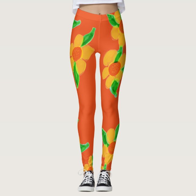 Orange Designer Leggings (Vorderseite)