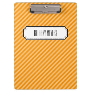 Orange diagonaler Streifen-personalisiertes Klemmbrett