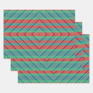 Orange Diamond Blue Red Türkise Pattern Geschenkpapier Set