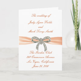 Orange Diamond Bow Wedding Program Card Programm