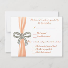 Orange Diamond Bow Wedding Response Card RSVP Karte
