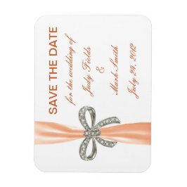 Orange Diamond Bow Wedding Save the Date Magnet