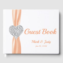 Orange Diamond Heart Wedding Guestbook