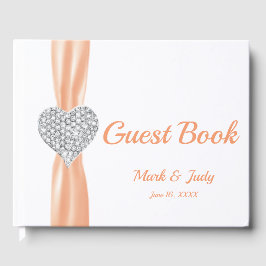 Orange Diamond Heart Wedding Guestbook Gästebuch