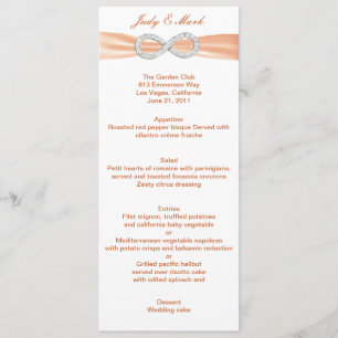 Orange Diamond Infinity Wedding Menu Card Menükarte