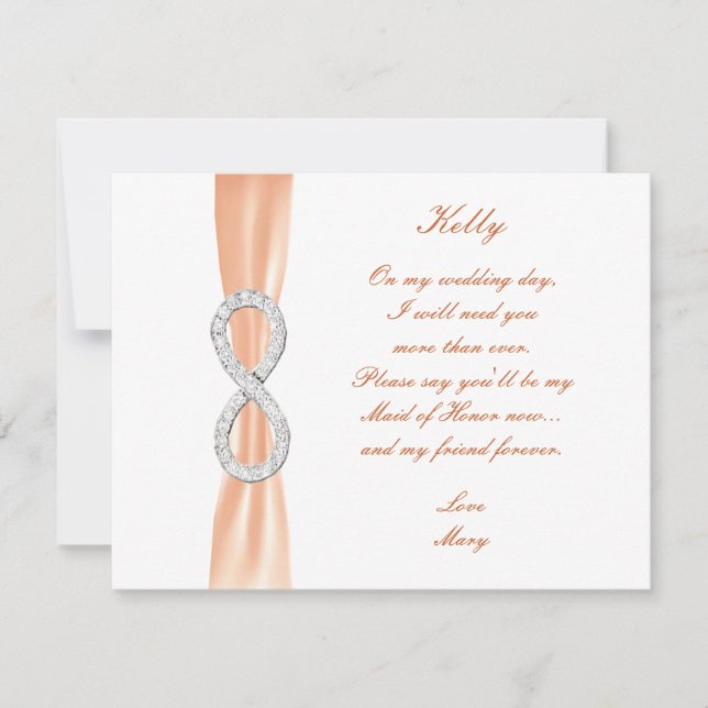 Orange Diamond Infinity Wedding Trauzeugin Card Einladung (Vorderseite)