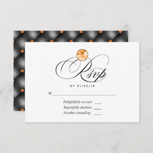 Orange Diamond Wedding RSVP Card
