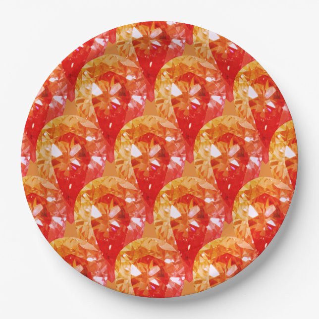 Orange Diamonds Blendet Extravagantes Halloween-Pa Pappteller (Vorderseite)