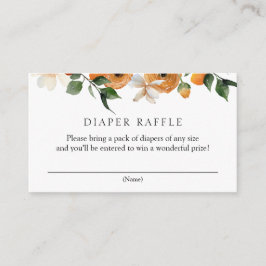 Orange Diaper Raffle Baby Dusche Begleitkarte