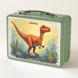 Orange Dinosaur Metall Brotdose