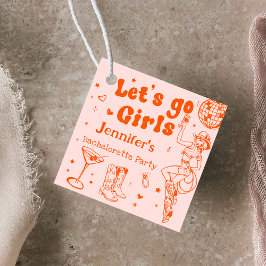 Orange Disco Cowgirl Rodeo Junggeselinnen-Abschied Geschenkanhänger