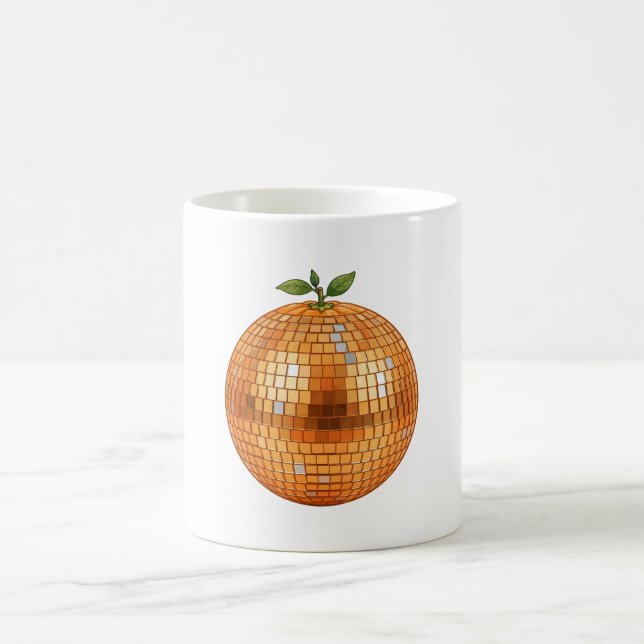 Orange Disco-Kugel Kaffeetasse (Mittel)