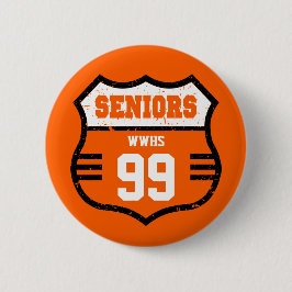 Orange Distressed Seniors Road Sign Button