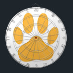 Orange Dog Pawprint Dartscheibe<br><div class="desc">Cartoon-Hundepukt in Orange.</div>