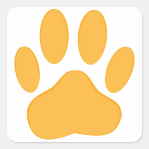 Orange Dog Pawprint Quadratischer Aufkleber