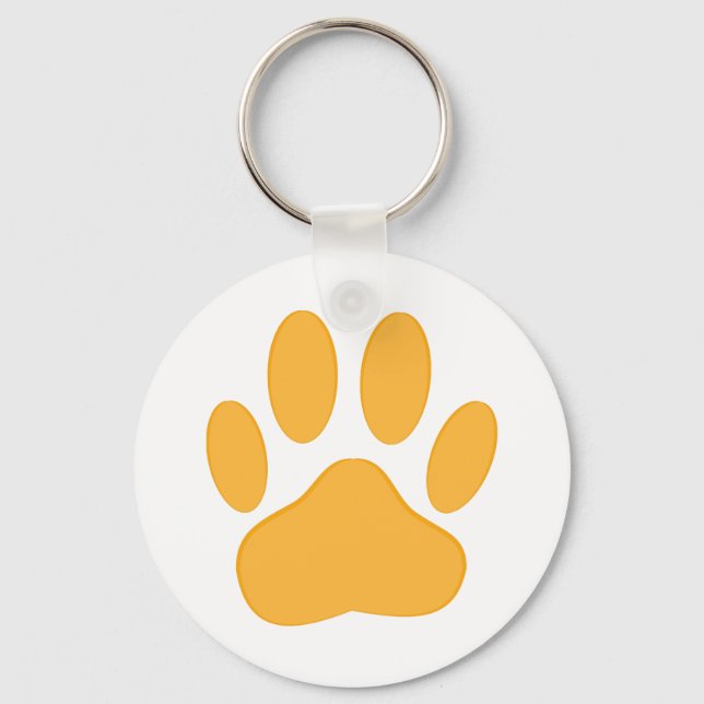 Orange Dog Pawprint Schlüsselanhänger (Vorderseite)