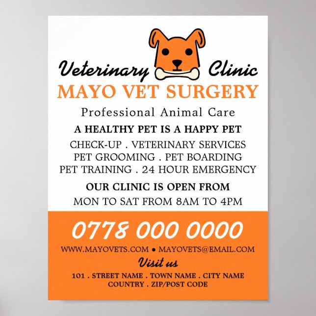 Orange Dog, Tierarzt, Veterinärdienst Poster (Vorne)