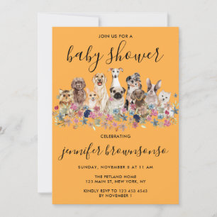 Orange Dogs Haustierfamilien-Feier Baby Shower Einladung