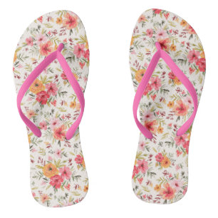 Orange Doodle Garden Blume Pattern Flip Flops
