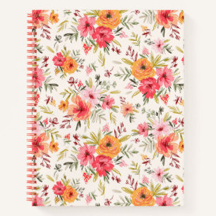 Orange Doodle Garden Blume Pattern Notizbuch