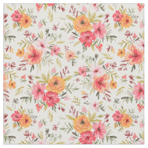 Orange Doodle Garden Blume Pattern Stoff