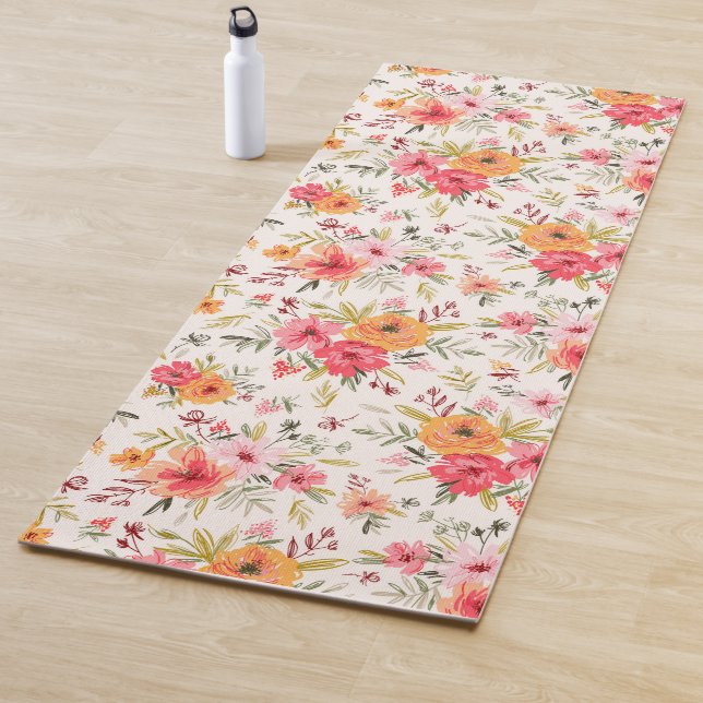 Orange Doodle Garden Blume Pattern Yogamatte (Beispiel)