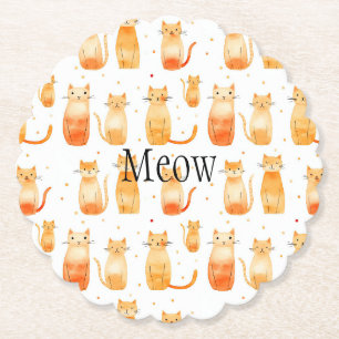 Orange Dots and Cats Birthday Medium Gift Bag Untersetzer