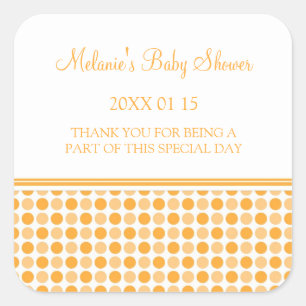 Orange Dots Baby Dusche Pflegeaufkleber Quadratischer Aufkleber