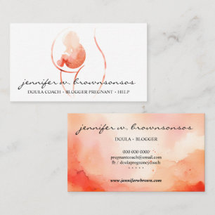 Orange Doula Geburt Aquarell Schwanger Neugeborene Visitenkarte