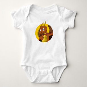 Orange Dragon Cartoon Baby Bodysuit Strampler