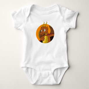 Orange Dragon Cartoon Baby Bodysuit Strampler