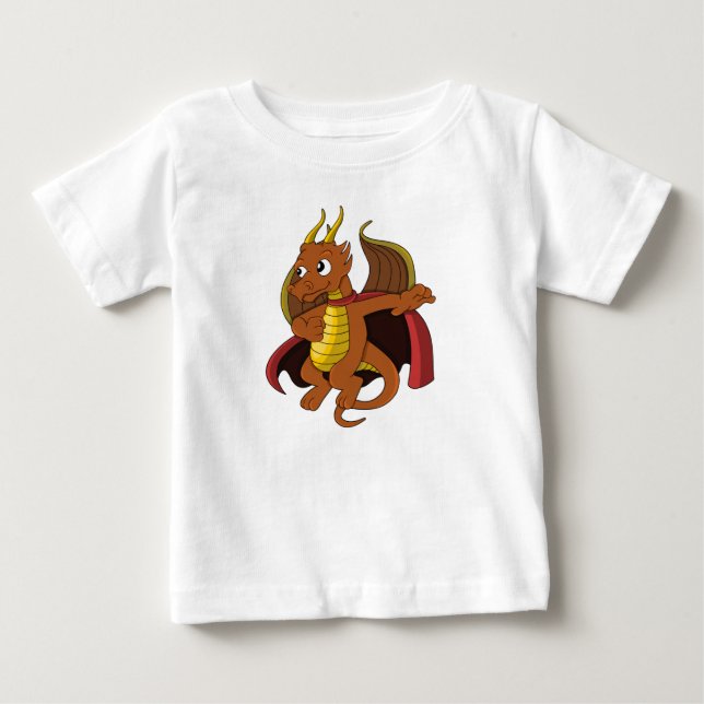 Orange Dragon Cartoon Baby T - Shirt (Vorderseite)