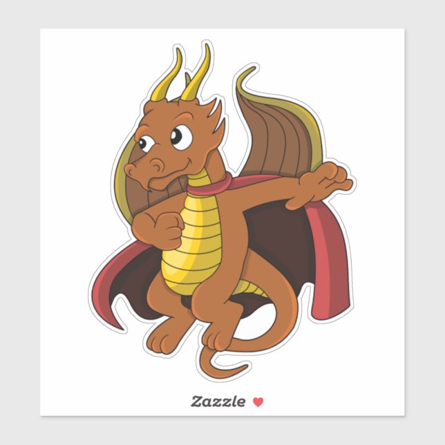 Orange Dragon Cartoon Custom-Cut Vinyl Sticker (Blatt)