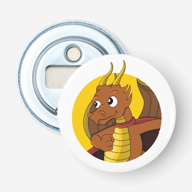 Orange Dragon Cartoon Flaschenöffner (Vorderseite)