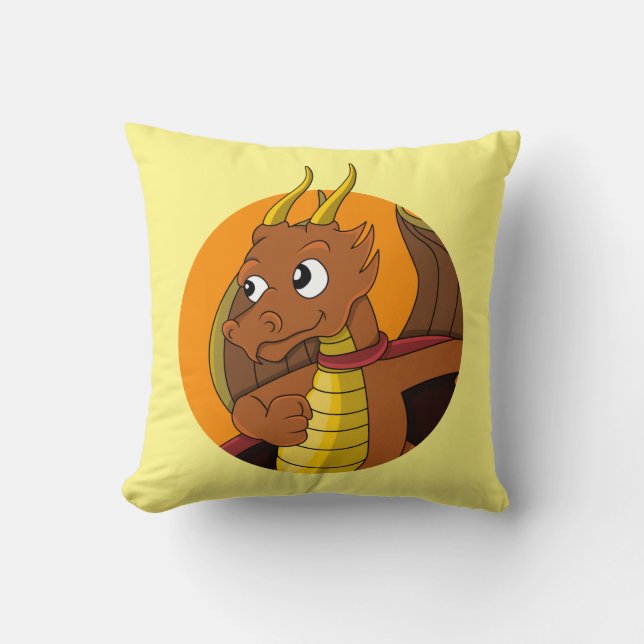 Orange Dragon Cartoon Kissen (Vorderseite)