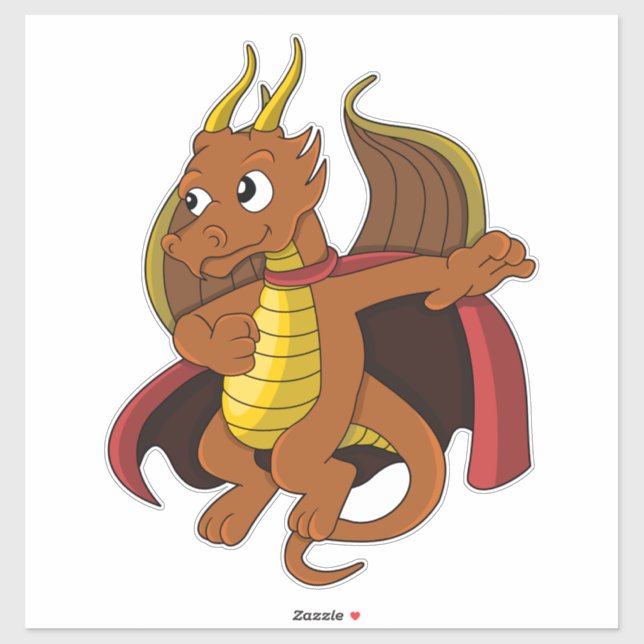Orange Dragon Cartoon Sticker (Blatt)