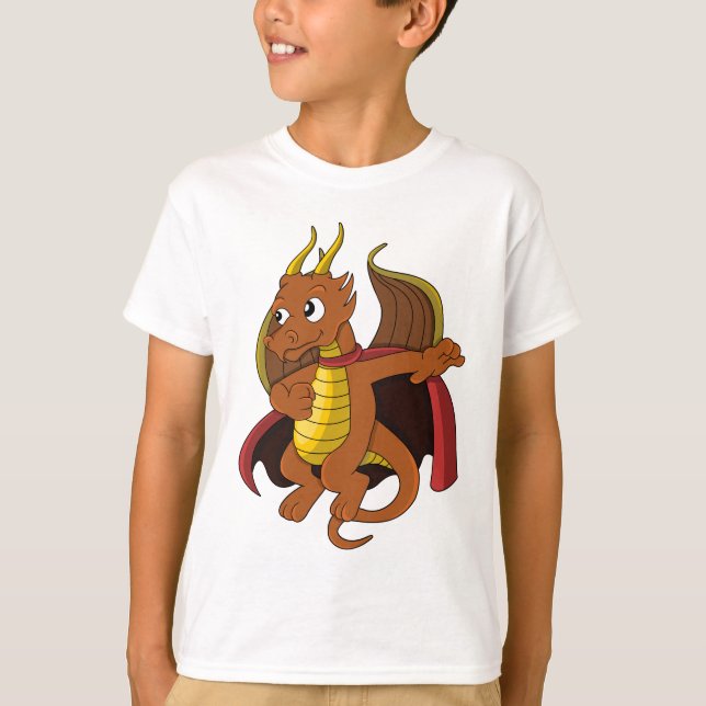 Orange Dragon Cartoon T - Shirt (Vorderseite)