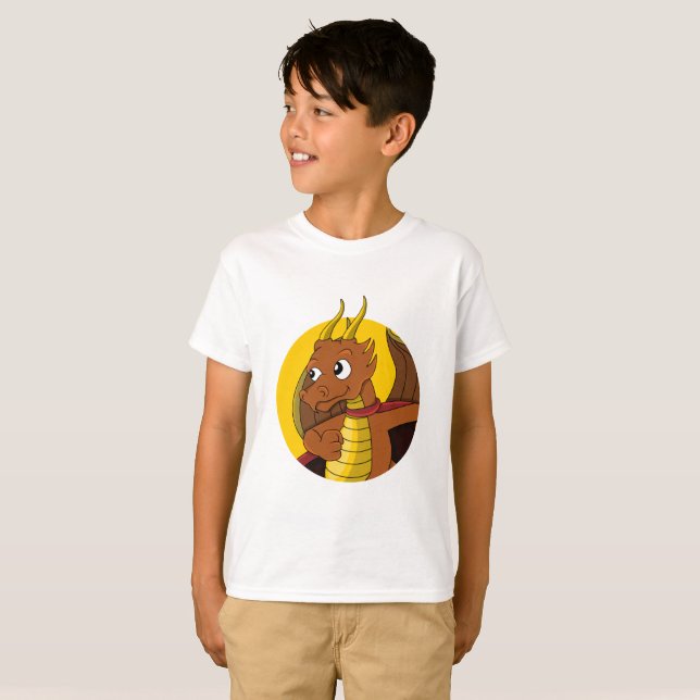 Orange Dragon Cartoon T - Shirt (Vorne ganz)