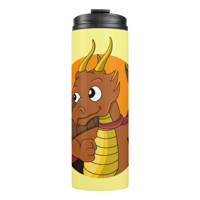 Orange Dragon Cartoon Thermosbecher (Vorderseite)