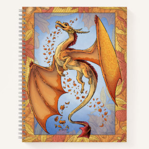 Orange "Dragon of Autumn" Herbstlaubs Fantasy Art Notizbuch